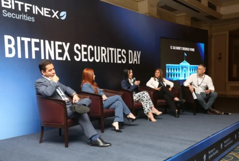 Bitfinex Securities Day panel on stage